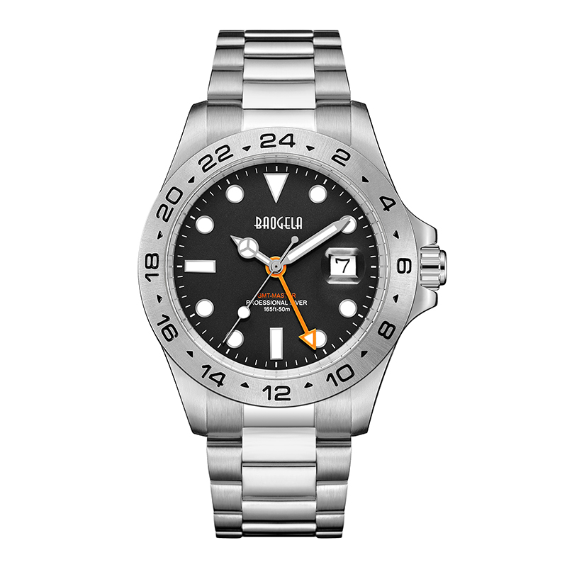 Baogela New Men Луксозен часовник 304 Светено набиране от неръждаема стомана 50 м гмуркане Модни двойки спортни часовници Wristwatch Gold Green 22806