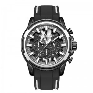 Baogela Нови часовници Мъжки неръждаема каучукова каишка Син часовник за човек луксозен водоустойчив хронограф за светещ ръчен час...