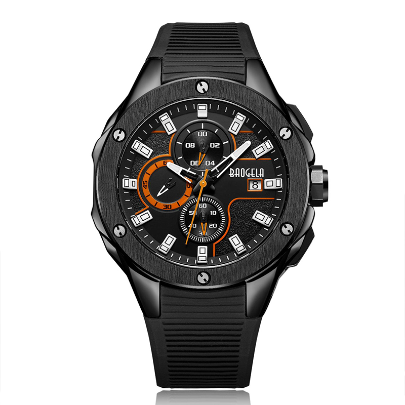 Baogela луксозна марка мъже Силиконови спортни часовници Модна армия часовник Човек хронограф кварцов ръчен часовник Relogio Masculino Rose 22608