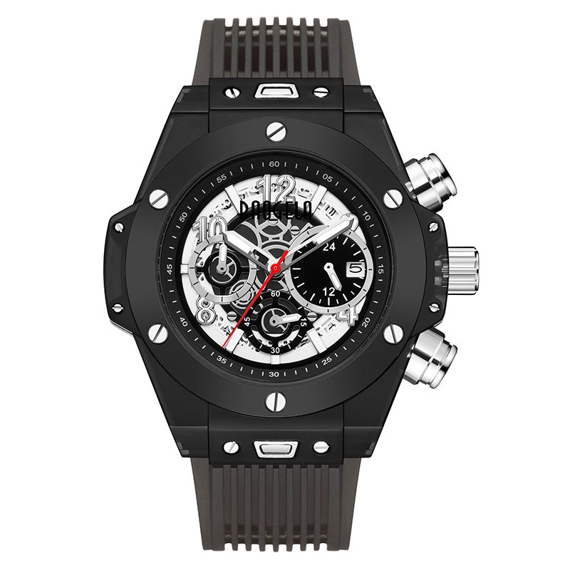 Марка Baogela Пълно прозрачен часовник Луксозни мъжки гледайте модни спортни военни реломи Creative Men Women Chronograph Quartz Watch 20013