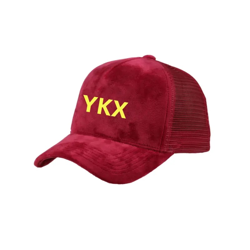 Фабрика по поръчка 5 панел Velvet Mesh Caper Cap 3d бродерия лого велур шапка на камион
