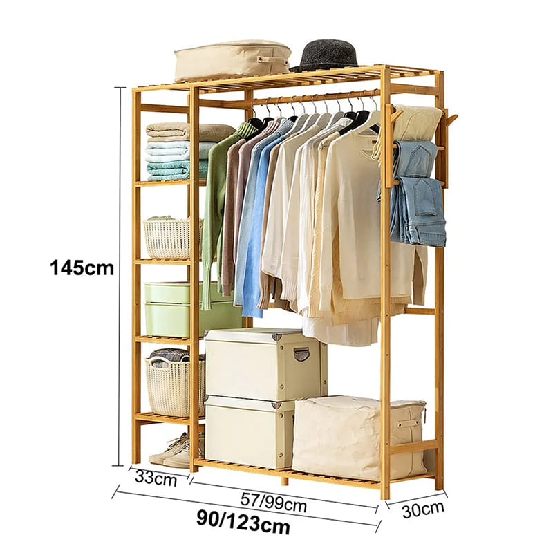5 -етажен независим гардероб мениджър за съхранение на пода бамбук гардероб