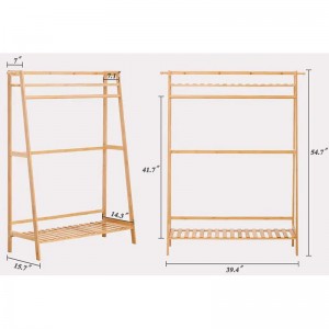 Тежък багажник за окачване на бамбукови дрехи палта пода бамбук гардероб