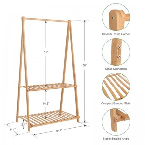 Голям капацитет и спестяване на пространство бамбук деца детска закачалка