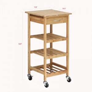 Широко приложение за мобилен дизайн Bamboo Kitchen Trolley е идеален за съхранение на бамбук за съхранение