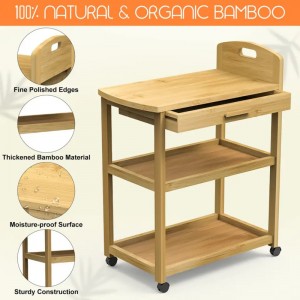 Отворете рафт за магазин за приготвяне на храна колички бамбук за съхранение на рафт за съхранение