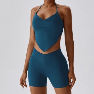 SC1065 2023 НОВО Персонализирано активно облекло Йога Костюм Комплект фитнес V отрязани скрук йога къси панталони Йога фитнес комплек...