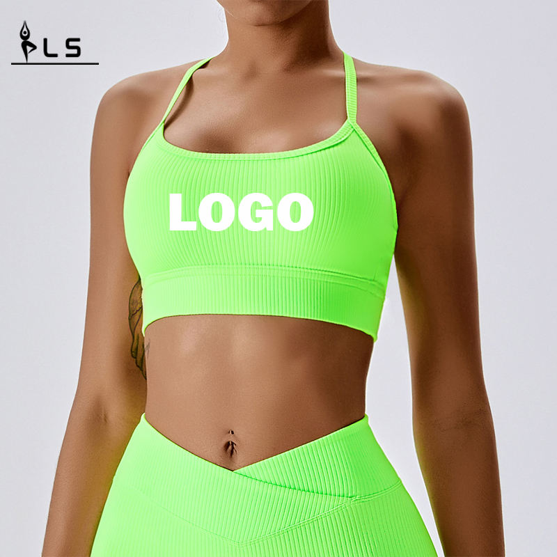 SC101610 HALTER SPORTS BRA LADIES HALTER NEC CROSS BACK SPORTS BRA for Women Logo Women Workout Sports BRA на едро йога CRO