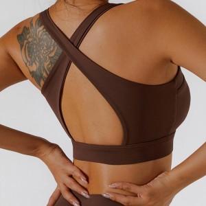 SC10187 Спортни фитнес танк върхове с високо въздействие спортен сутиен преден сутиен с Zip Sports Sports