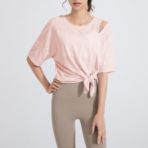 SC10262 Тениска Разхлабена ежедневна фитнес йога с къс ръкав от най-важните йога тениски фитнес течащи тениски