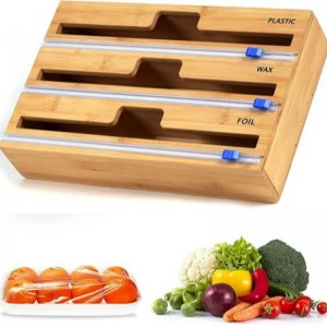 3 В 1 Западен дозатор с резачка, пластмасова обвивка, алуминиево фолио и дозатор за восъчна хартия за чекмедже за кухня, държач за о...