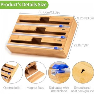 3 В 1 Западен дозатор с резачка, пластмасова обвивка, алуминиево фолио и дозатор за восъчна хартия за чекмедже за кухня, държач за о...