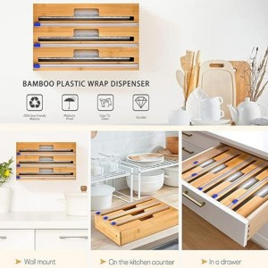 3 В 1 Западен дозатор с резачка, пластмасова обвивка, алуминиево фолио и дозатор за восъчна хартия за чекмедже за кухня, държач за о...