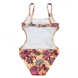 Детски бански костюм с отпечатан халтер обратно издълбан