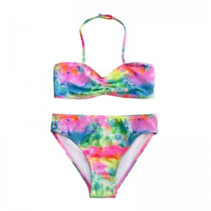 Деца \\\\ \'бански костюм с халтер шия и градиентен цвят