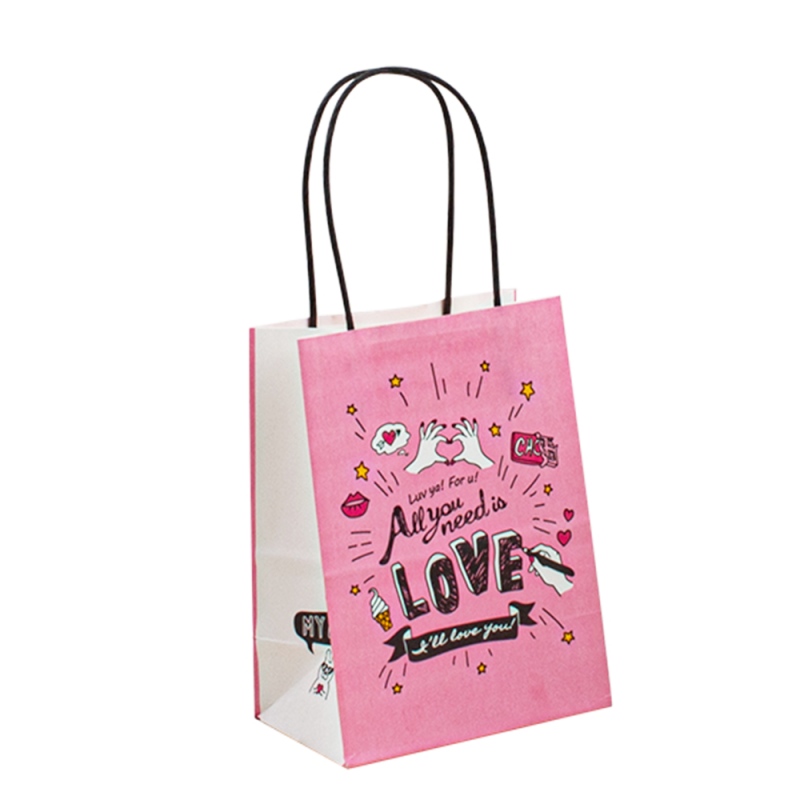 Търговия на едро Kraft Paper Bag Black Gift Shopping Paper Bag с лого за дрехи Персонализирана чанта за опаковане