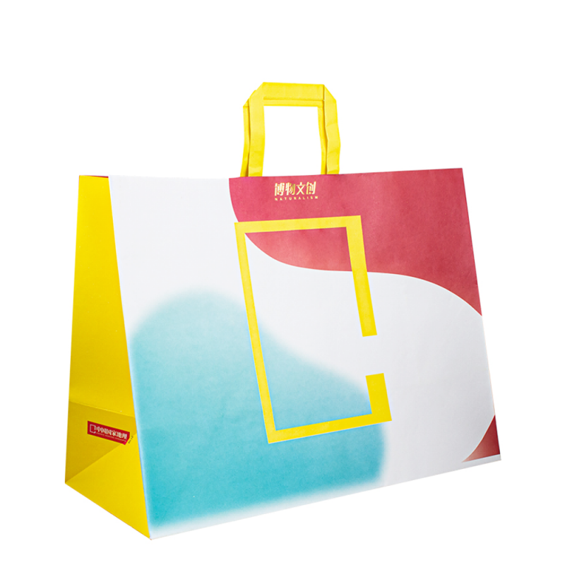 Големи размери Цена на едро кафява чанта с хартиена чанта с персонализирано лого за печат за пазаруване на хартиена чанта