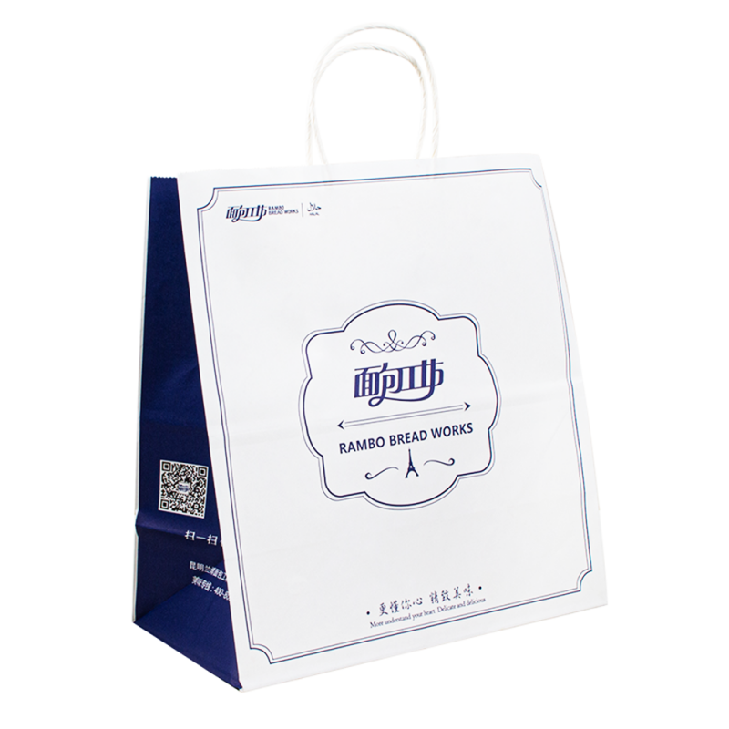 HomePackaging&PrintingPaper PackagingPaper чанти екологично чисти рециклирани черно бели кафяви храни за вземане на опаковки занаятчийска чанта за хартия подарък пазаруване крафт хартиена чанта с дръжка