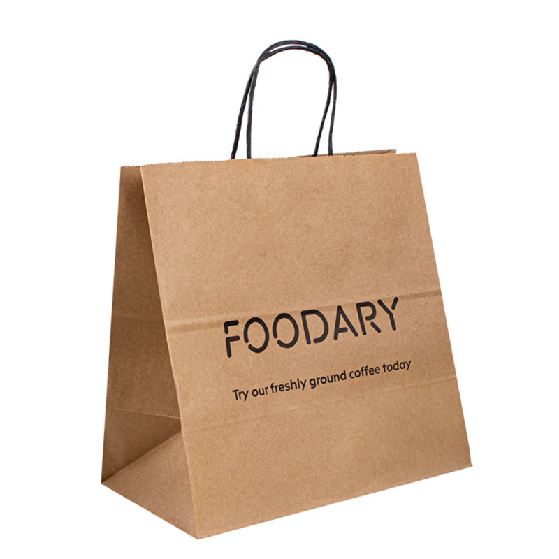 HomePackaging&PrintingPaper PackagingPaper чанти екологично чисти рециклирани черно бели кафяви храни за вземане на опаковки занаятчийска чанта за хартия подарък пазаруване крафт хартиена чанта с дръжка