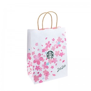 Екологично чисти рециклирани черни бяла храна за вземане на опаковки занаятчийска чанта за занаятчийска чанта за пазаруване каф...