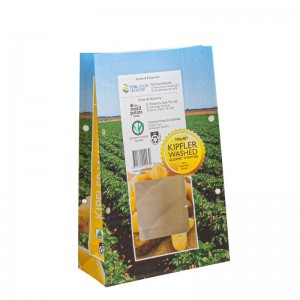 Хартиени торбички за храна за вземане на плодови чанти за хартиена чанта Kraft Малък търговия на дребно Хранителна чанта за опаковк...