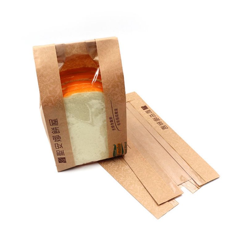Хранителна степен мазнина от Kraft Paper Pouch с прозорец за кроасан
