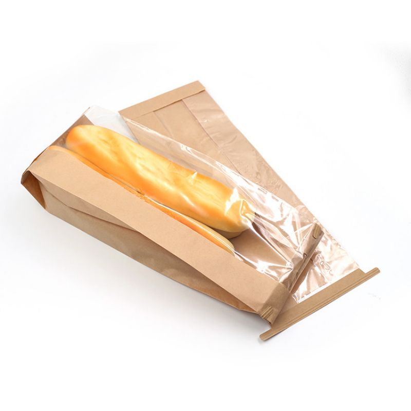 Хранителна степен мазнина от Kraft Paper Pouch с прозорец за кроасан