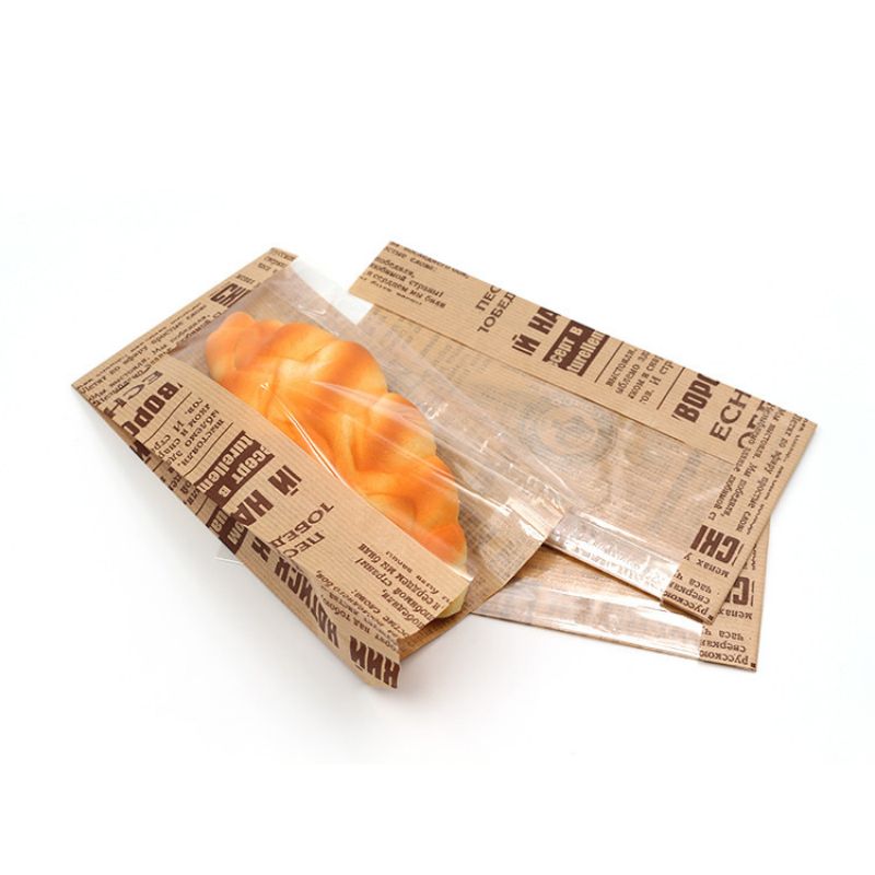 Кафяви/white Kraft Bakery Bags с прозорец Персонализируем траен екологичен