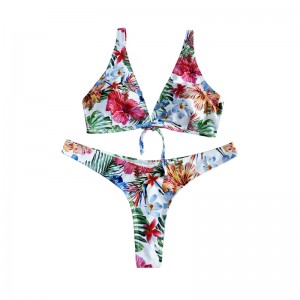 Флорален етнически стил лък лък широк каишка от двустранни бански костюми