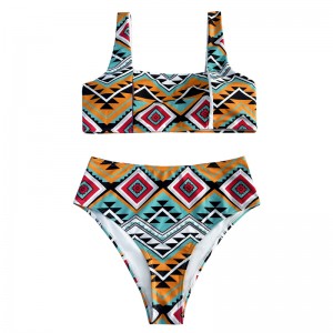 Небрежен и комфортен флорален национален стил гръб издълбава широка каишка в стил двустранна бански костюм