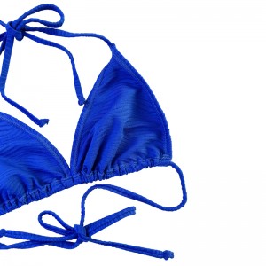 Синя шаблон специален плат Триъгълник чаша халтер каишка разцепена бански костюм