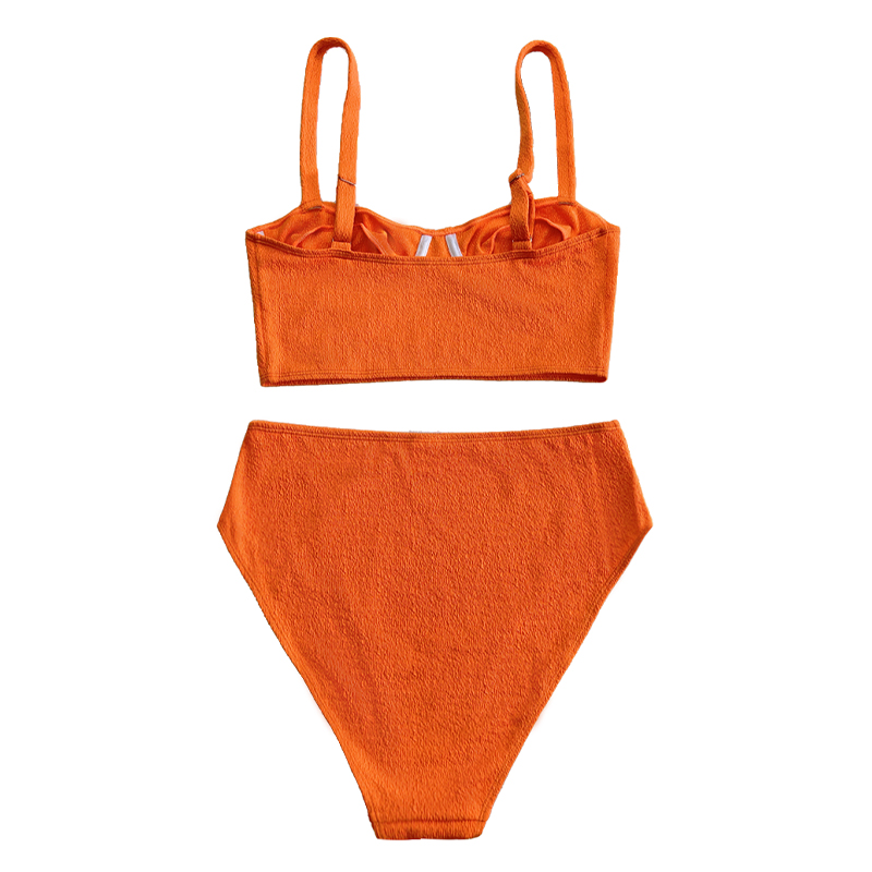 Оранжев разрошен тъкан широк буст линия с разделителна линия на разцепената костюма