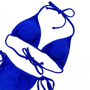 Пруска синя халтер каишка секси чаша триъгълник с две части бански костюм