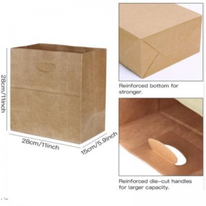 Горещи подаръци хранителни ресторант пекарня за рециклируеми матрици нарязана дръжка кафяв Китай на едро отпечатани хартиени ч...