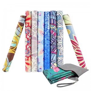 Велурен (микрофибър) гумена йога постелка