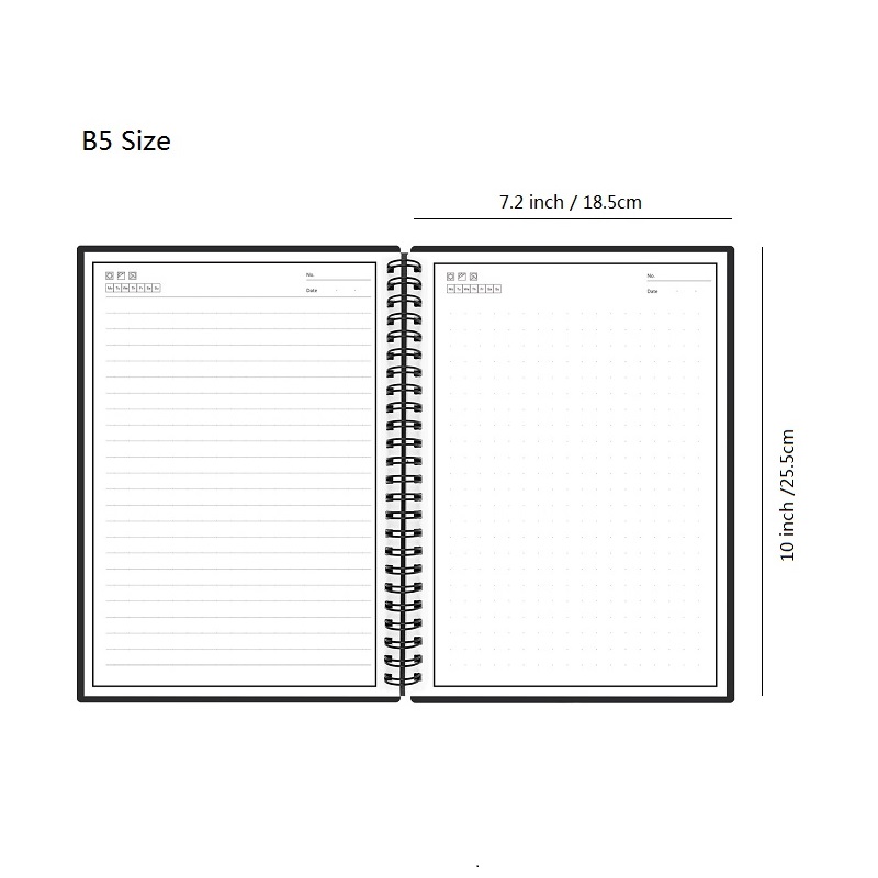 Спирална тетрадка за многократна употреба -WireBound Black Hard Cover Writing Recyclable Journals
