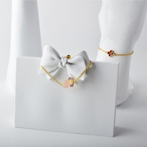 Нова 4 Прасковени Цвета Куха   Бяла черупка Прасковен Цветове Аксесоари Гривна