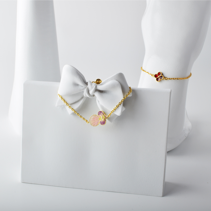 Нова 4 Прасковени Цвета Куха   Бяла черупка Прасковен Цветове Аксесоари Гривна