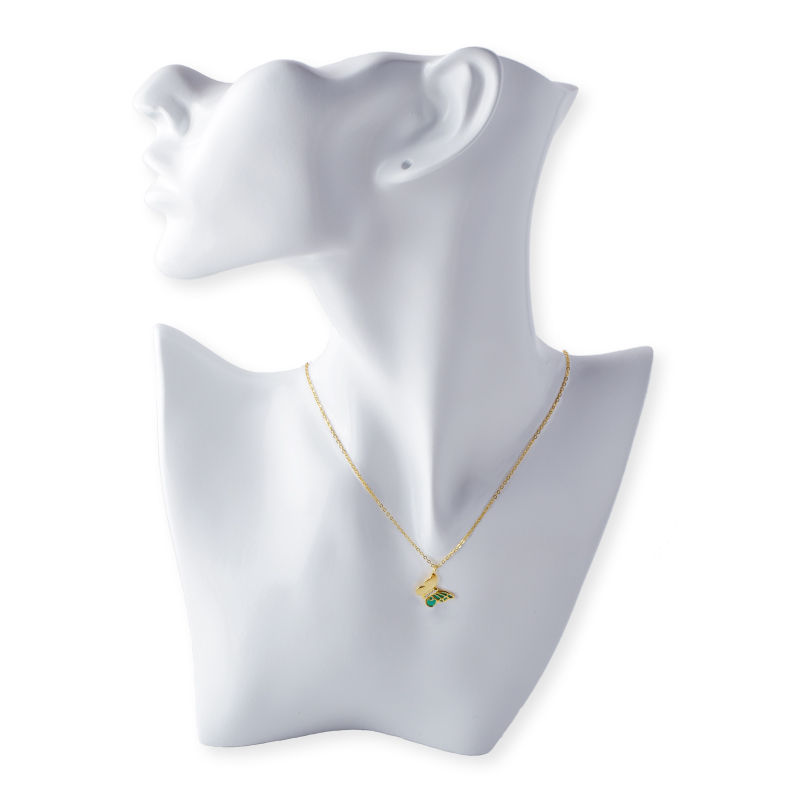 Колие с висулка от камък с пеперуда 45 5 см