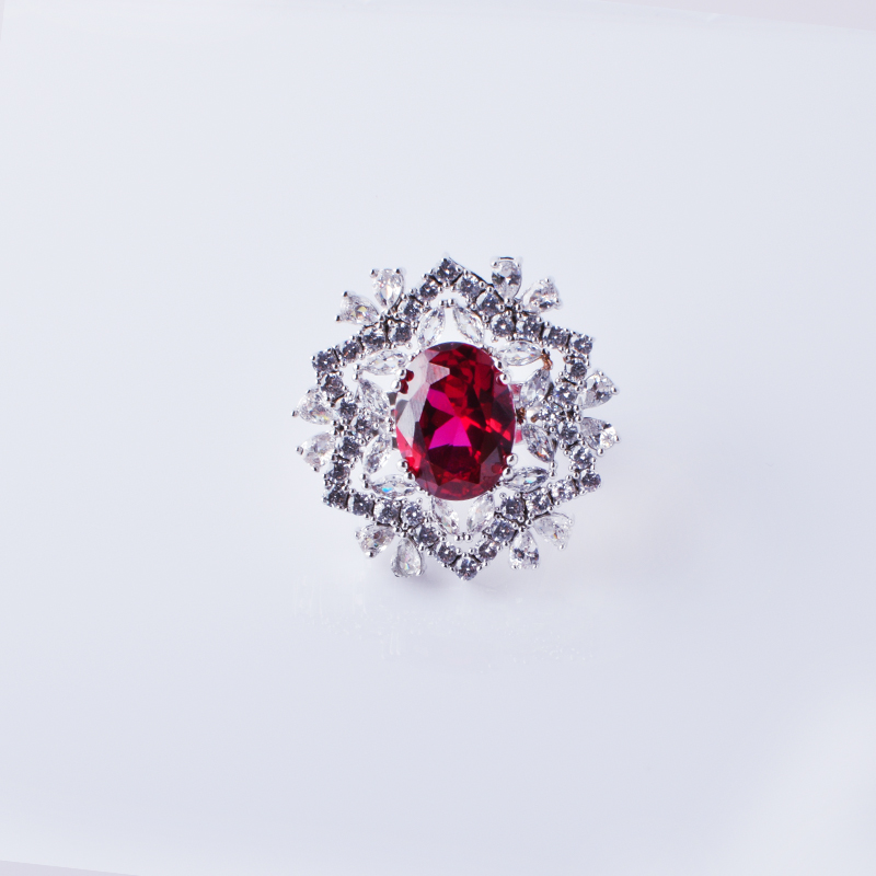 Hongde Elegant Circle със сини кубични цирконийски годежни пръстени неръждаема стомана за жени сватбени бижута сребърен цвят