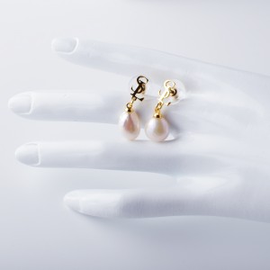 2x14mm с перлени златни обеци от шпилки 6.4*7.2mm