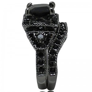 Сватбен булчински пръстен с диамант от черен оникс и принцеса, изрязан юбилей за жена за мъж