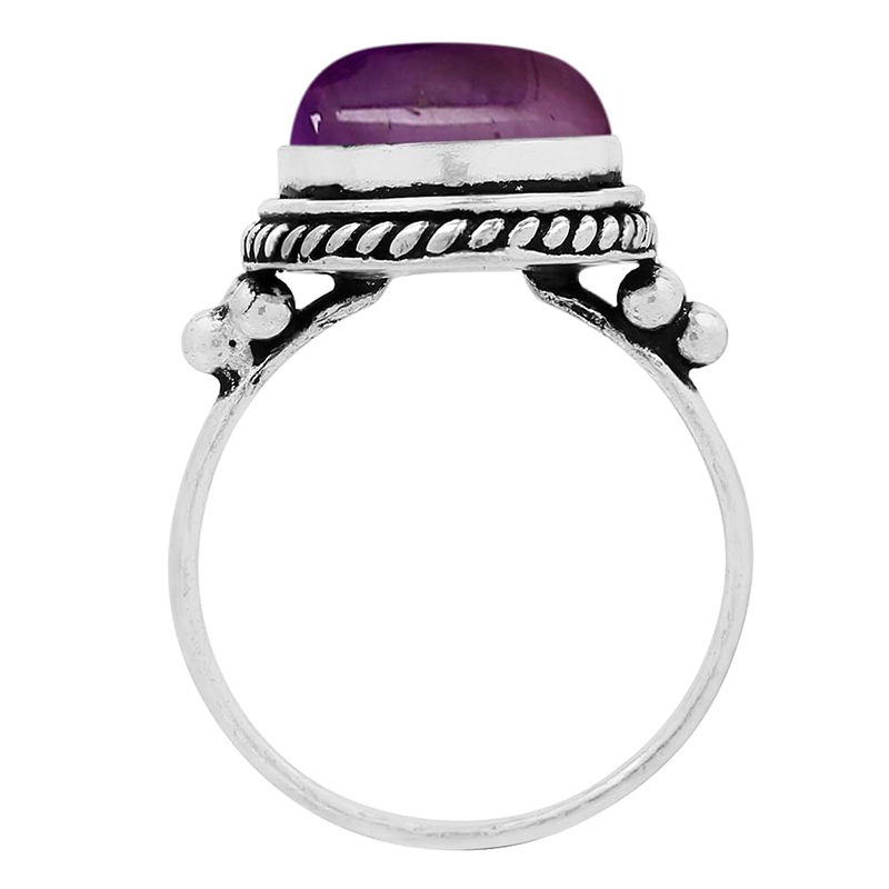 Hongde Mystic Amethyst Sterling Ring 925 Sterling Silver Plated Handmade Statement Prings for Women Southwest Bohemian Birthstone Ring Jewelry