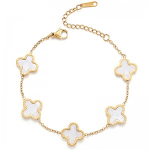 Hongde 18K злато-Покрити мъже\\и жени\\Гривна за късмет с четирилистна детелина