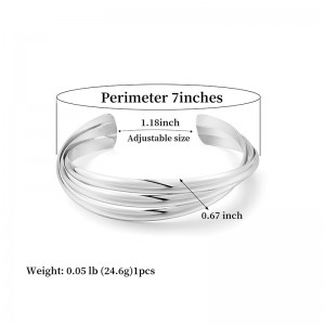 Hongde Classic прост мулти-слой сребро-позлатена отворена гривна