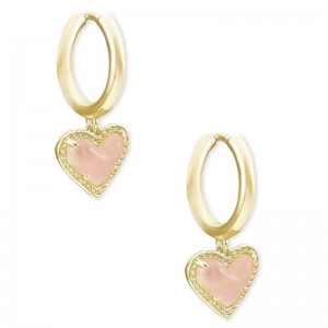 Blush Heart Charm Hoop Earrings Heart Huggie Обеци за жени, модни бижута